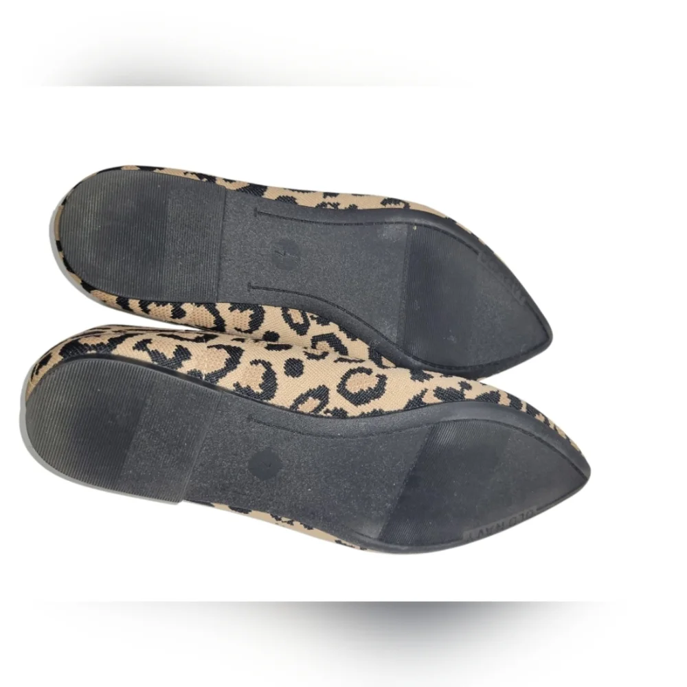 OLD NAVY Soft-Knit Pointed-Toe Ballet Flats Leopard Animal Print